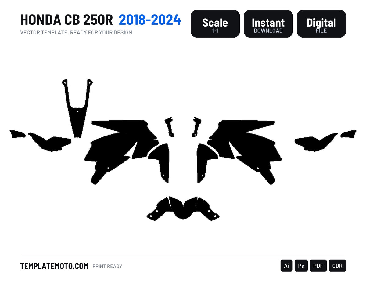 HONDA CB 250R 2018-2024 Graphics Template Vector, scale 1:1 vector file