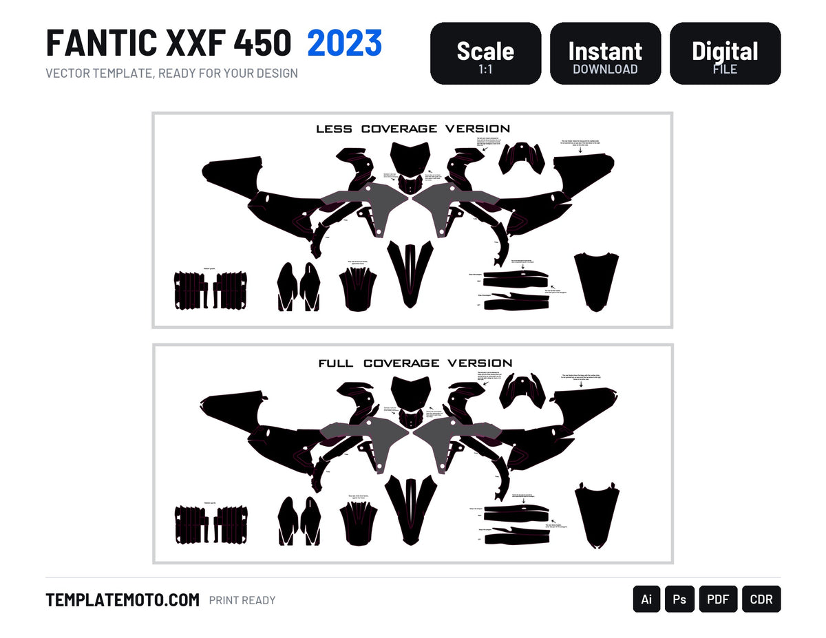 FANTIC XXF 450 2023 Graphics Template Vector, scale 1:1 vector file