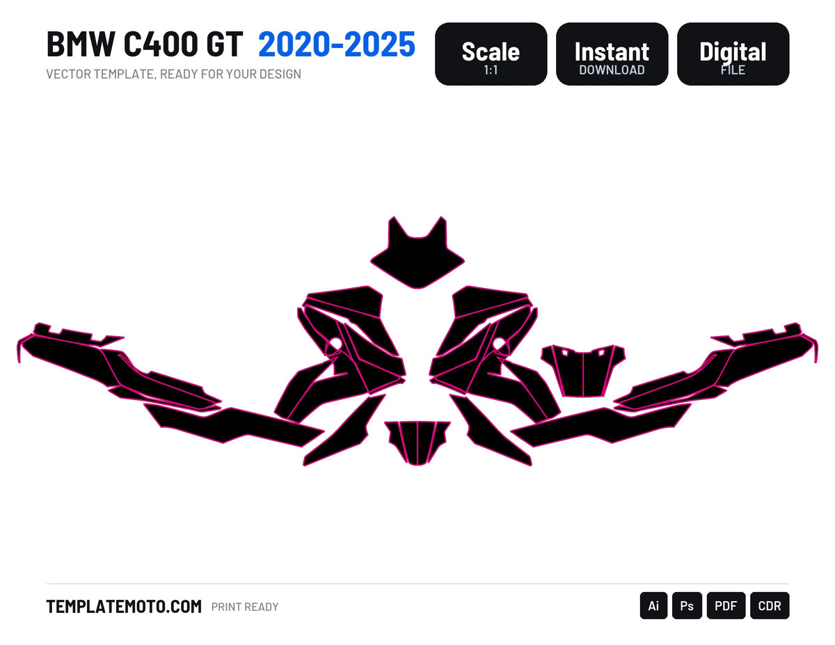 BMW C400 GT 2020-2025 Graphics Template Vector, scale 1:1 vector file
