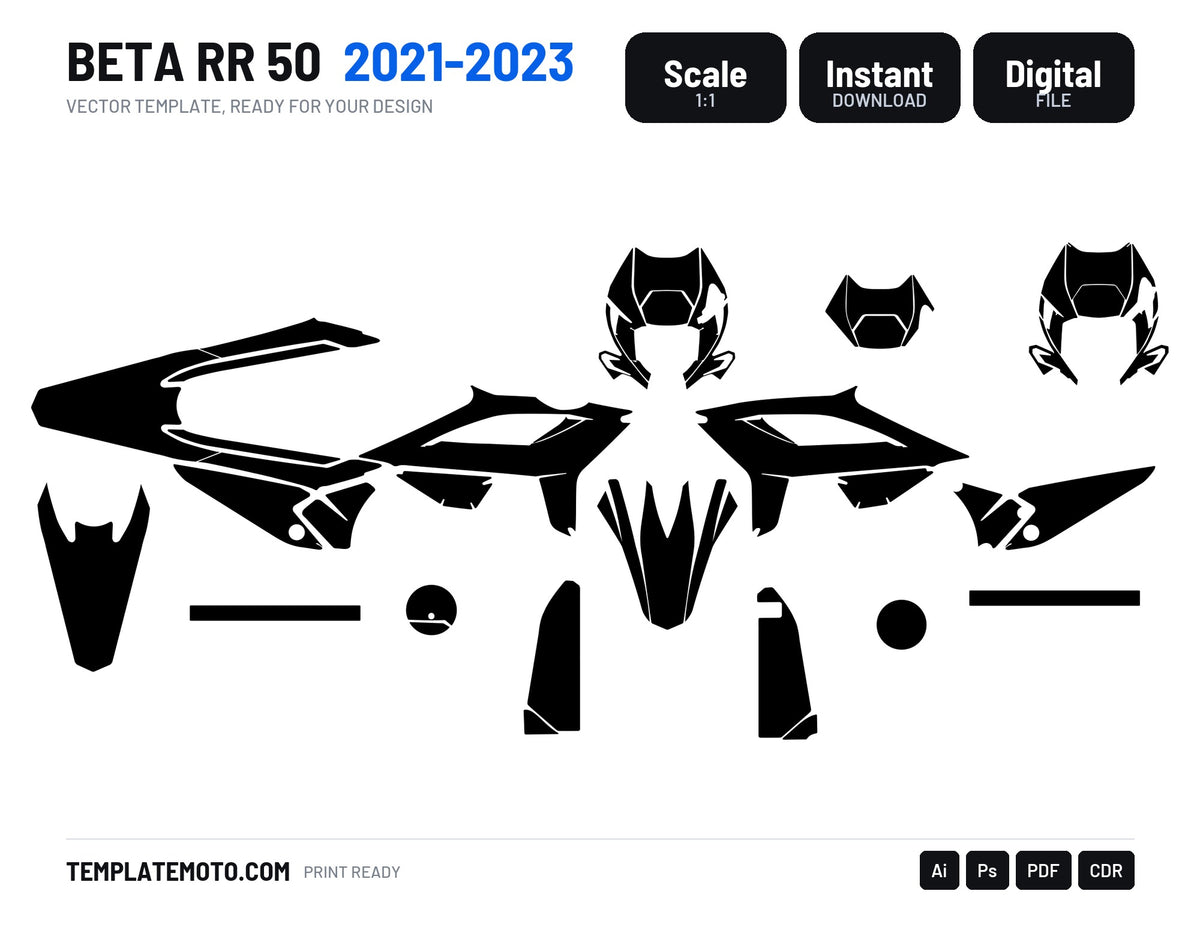 BETA RR 50 2021-2023 Graphics Template Vector, scale 1:1 vector file
