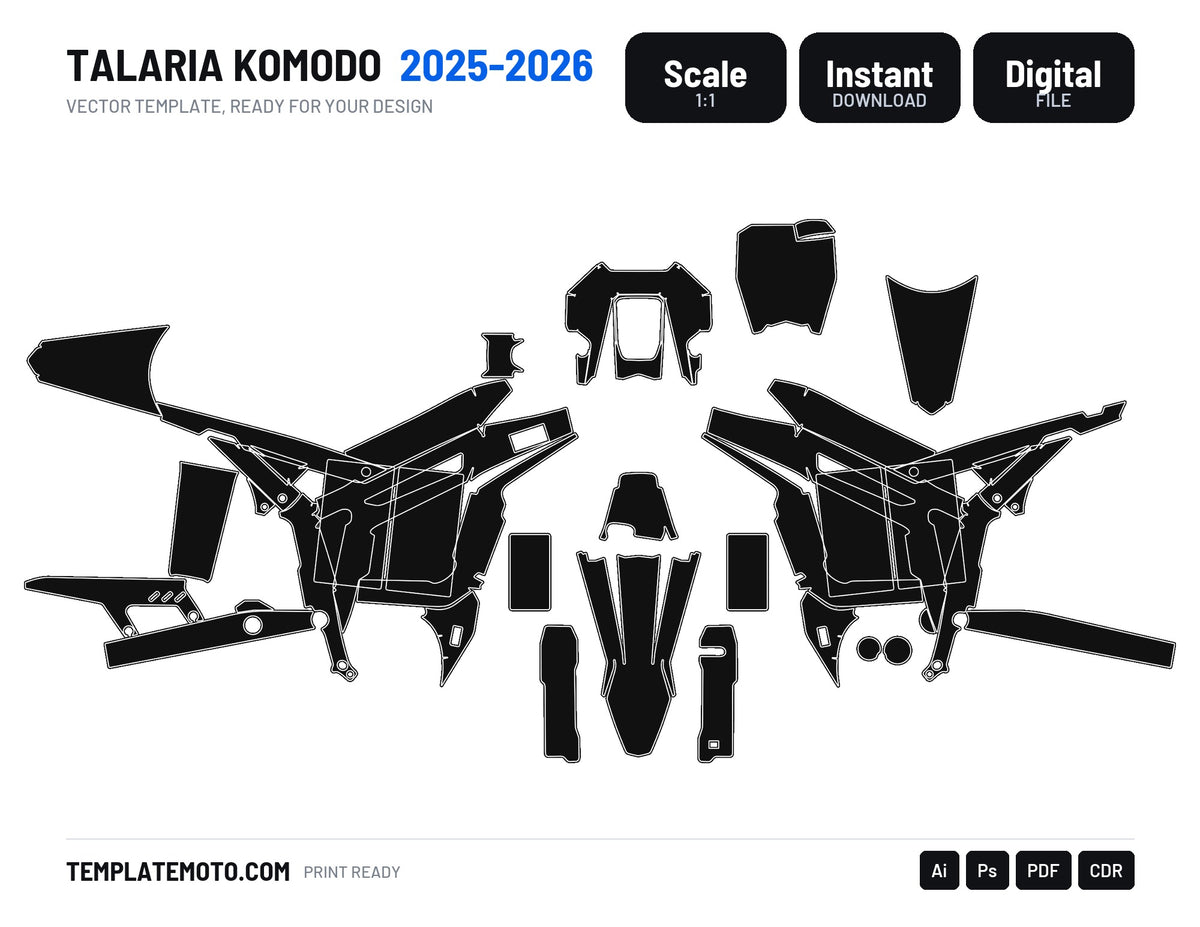 TALARIA KOMODO 2025-2026 Graphics Template Vector, scale 1:1 vector file