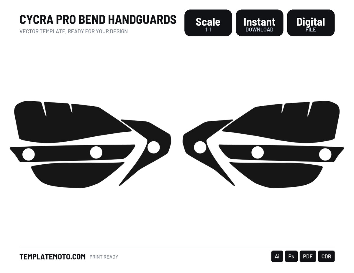 CYCRA PRO BEND HANDGUARDS Graphics Template Vector, scale 1:1 vector file