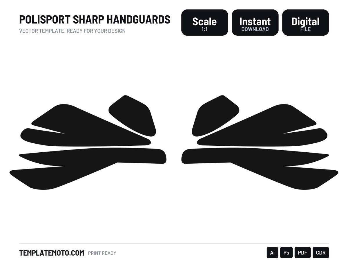 POLISPORT SHARP HANDGUARDS Graphics Template Vector, scale 1:1 vector file