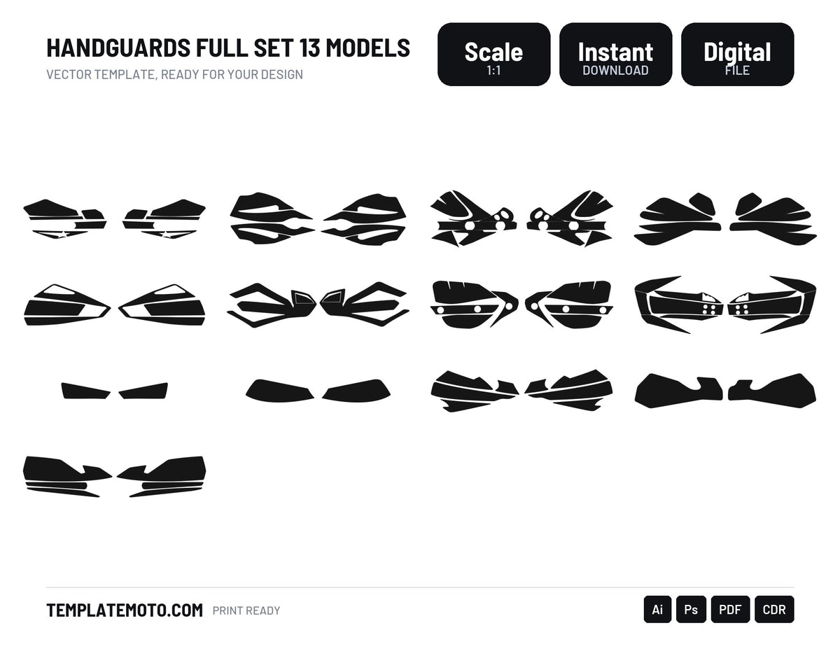 HANDGUARDS FULL SET 13 MODELS Graphics Template Vector, scale 1:1 vector file