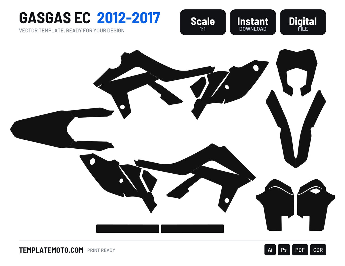 GASGAS EC 2012-2017 Graphics Template Vector, scale 1:1 vector file