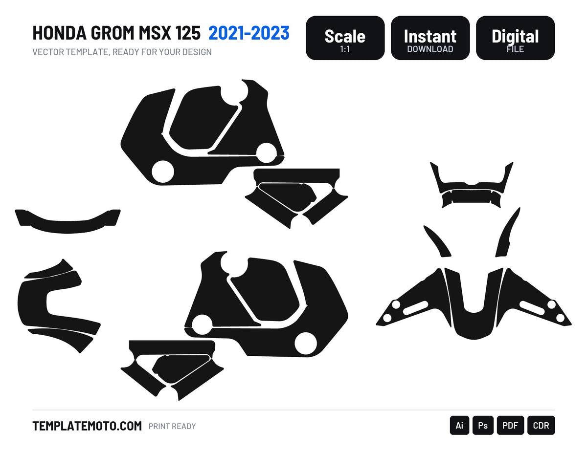 HONDA GROM MSX 125 2021-2023 Graphics Template Vector, scale 1:1 vector file