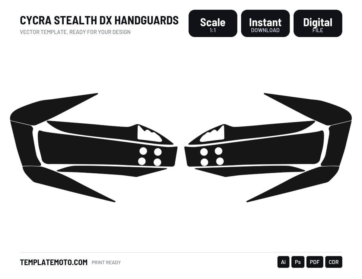 CYCRA STEALTH DX HANDGUARDS Graphics Template Vector, scale 1:1 vector file