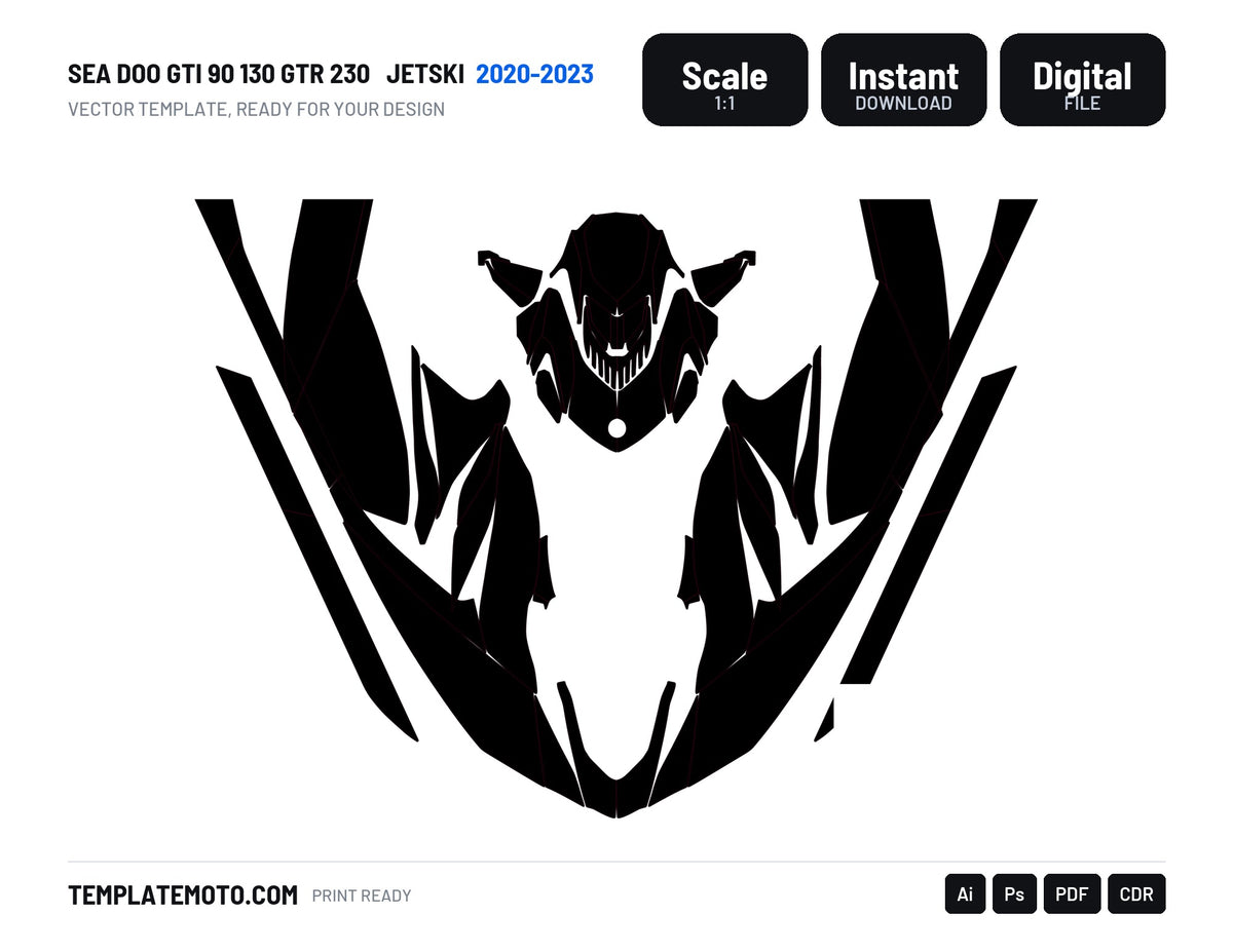 SEA DOO GTI 90 130 GTR 230 2020-2023 Jetski Graphics Template Vector