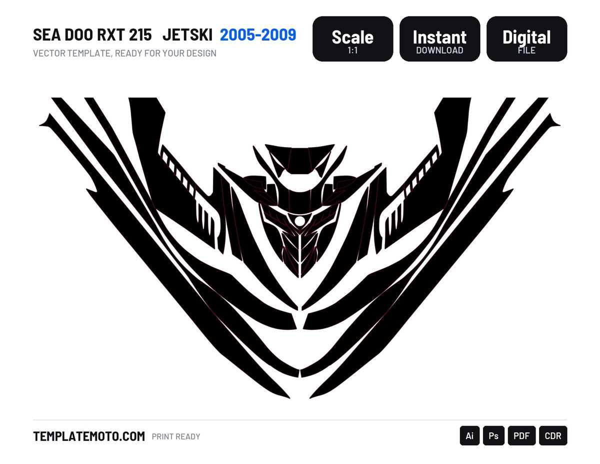 SEA DOO RXT 215 2005-2009 Jetski Graphics Template Vector