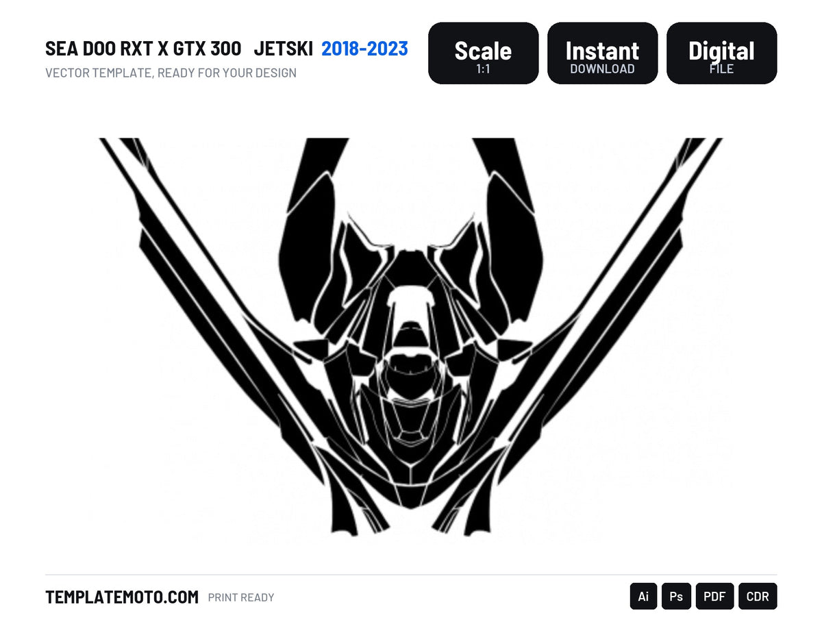 SEA DOO RXT X GTX 300 2018-2023 Jetski Graphics Template Vector