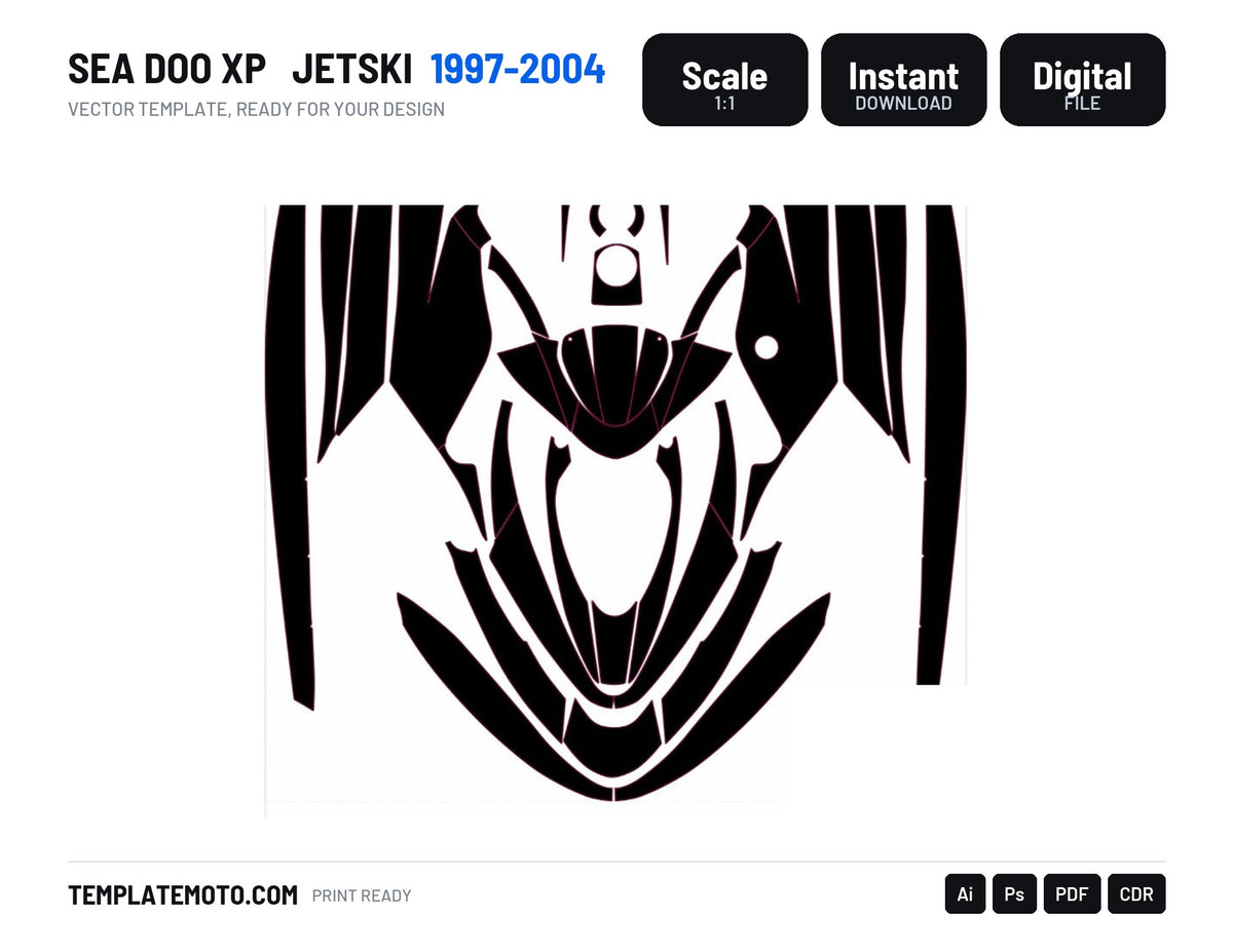 SEA DOO XP 1997-2004 Jetski Graphics Template Vector