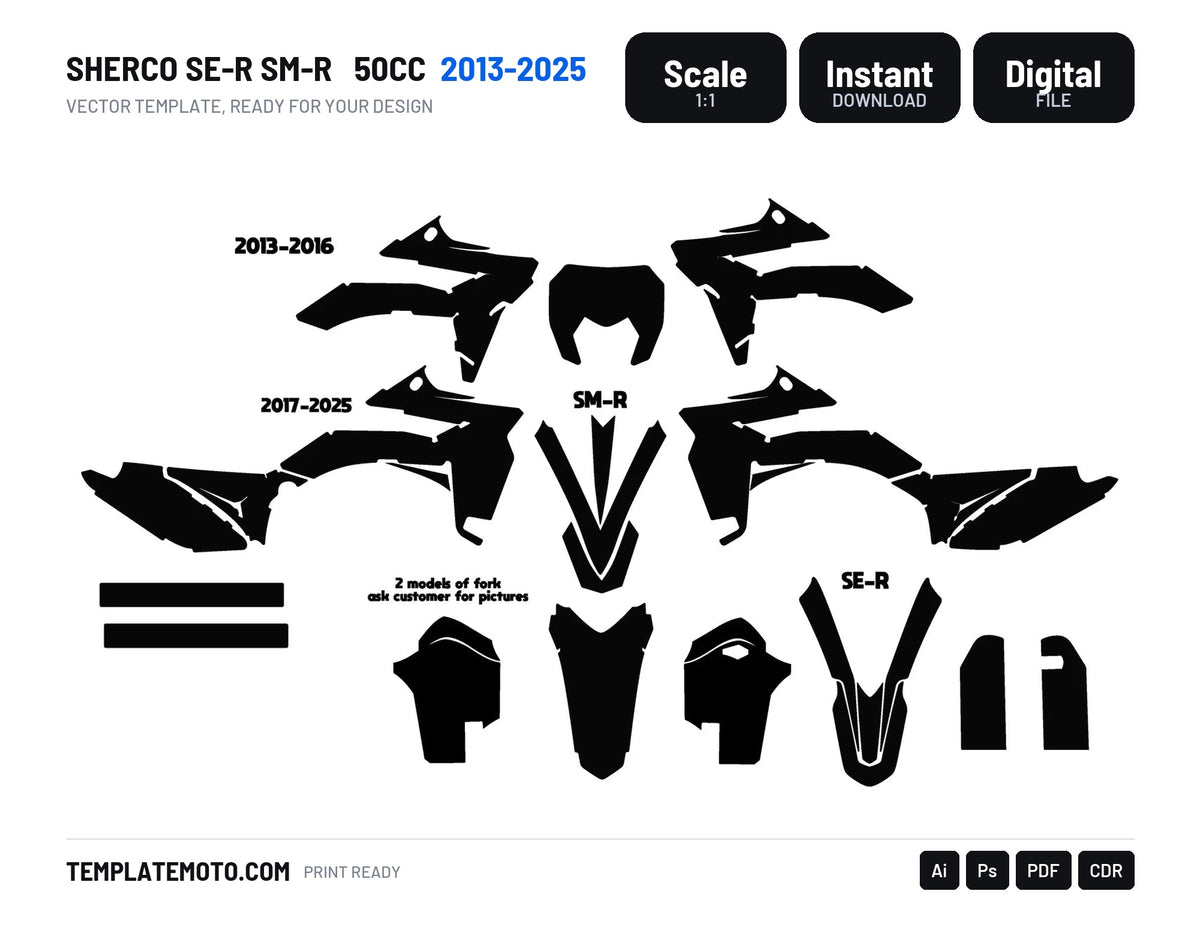 Sherco SE-R SM-R 2013-2025 50cc Template Graphics