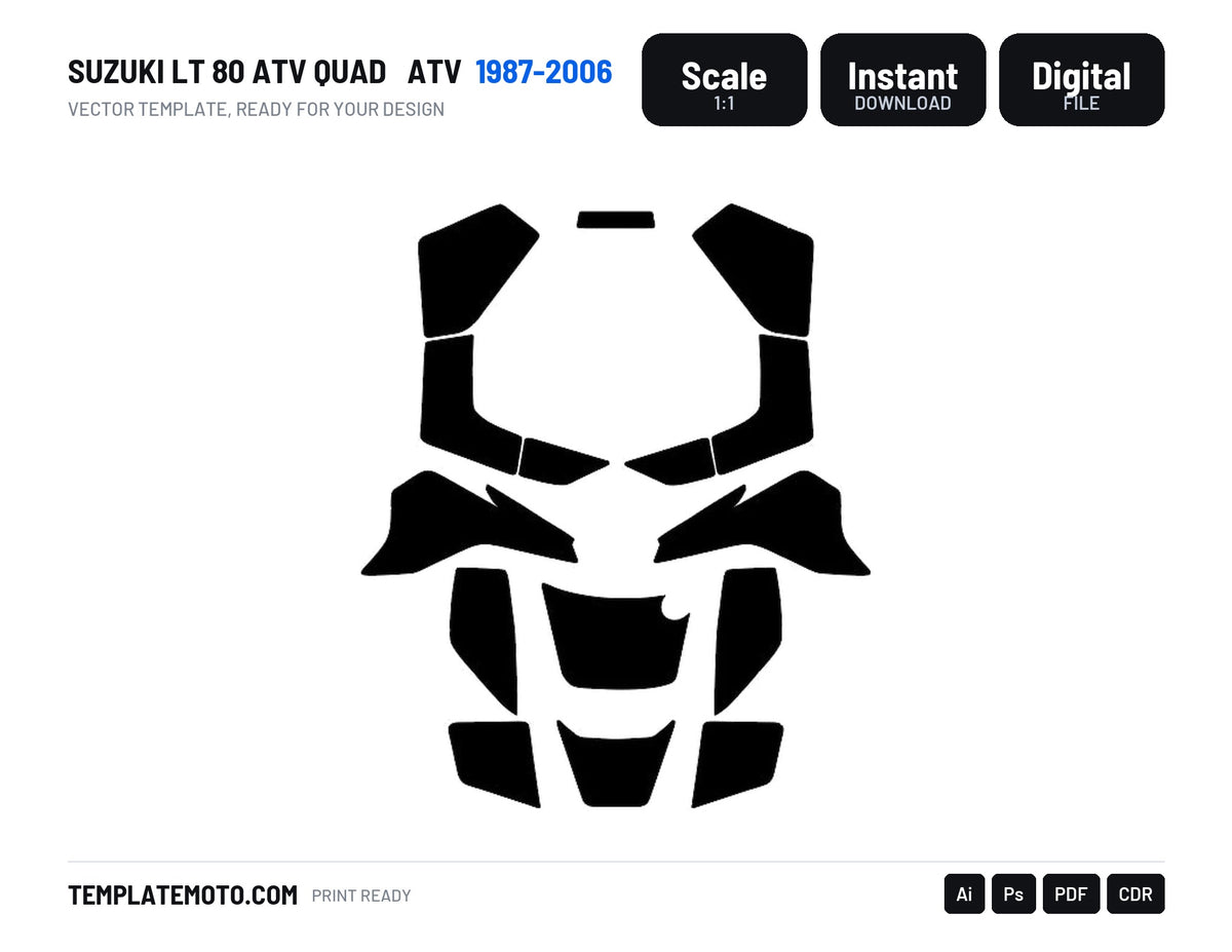 SUZUKI LT 80 ATV QUAD 1987-2006 ATV Graphics Template Vector
