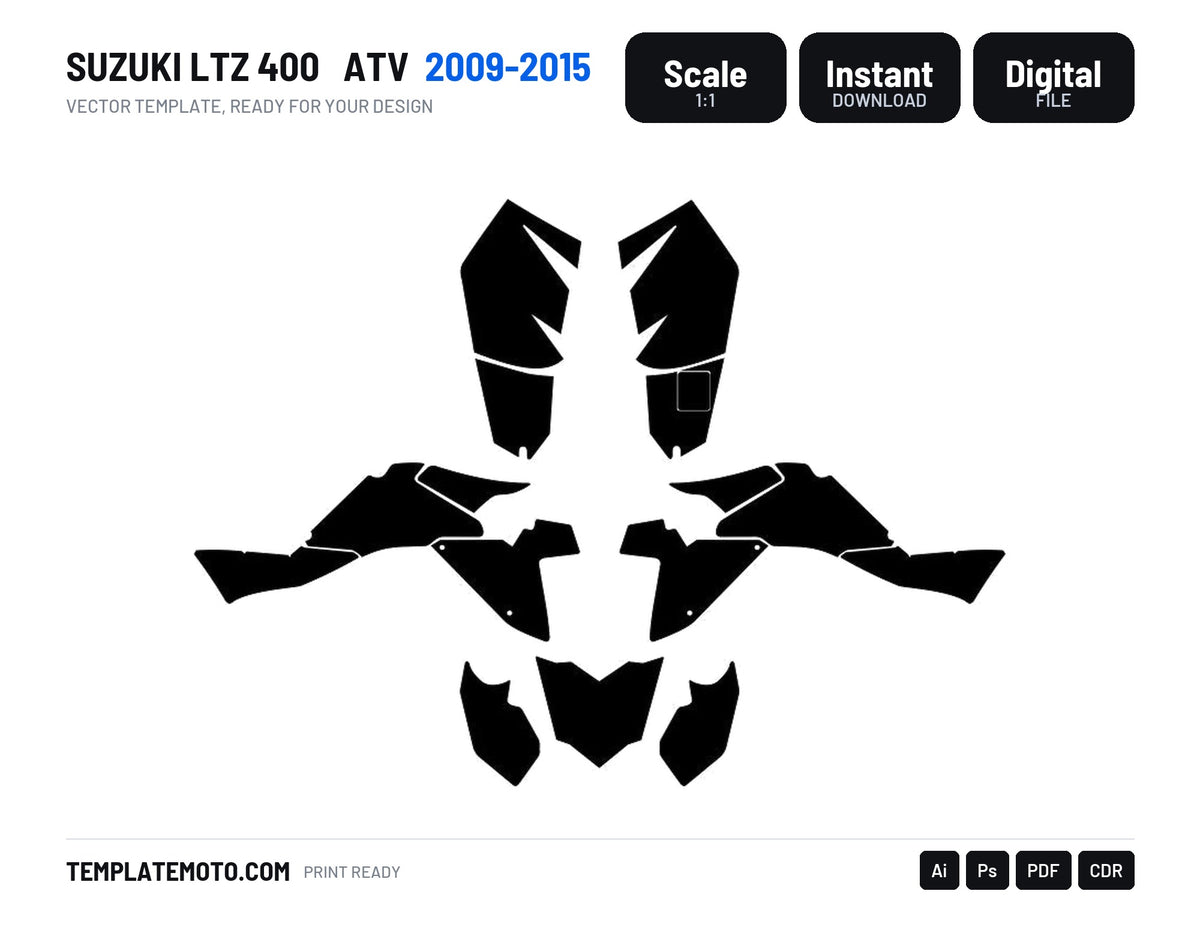 SUZUKI LTZ 400 2009-2015 ATV Graphics Template Vector