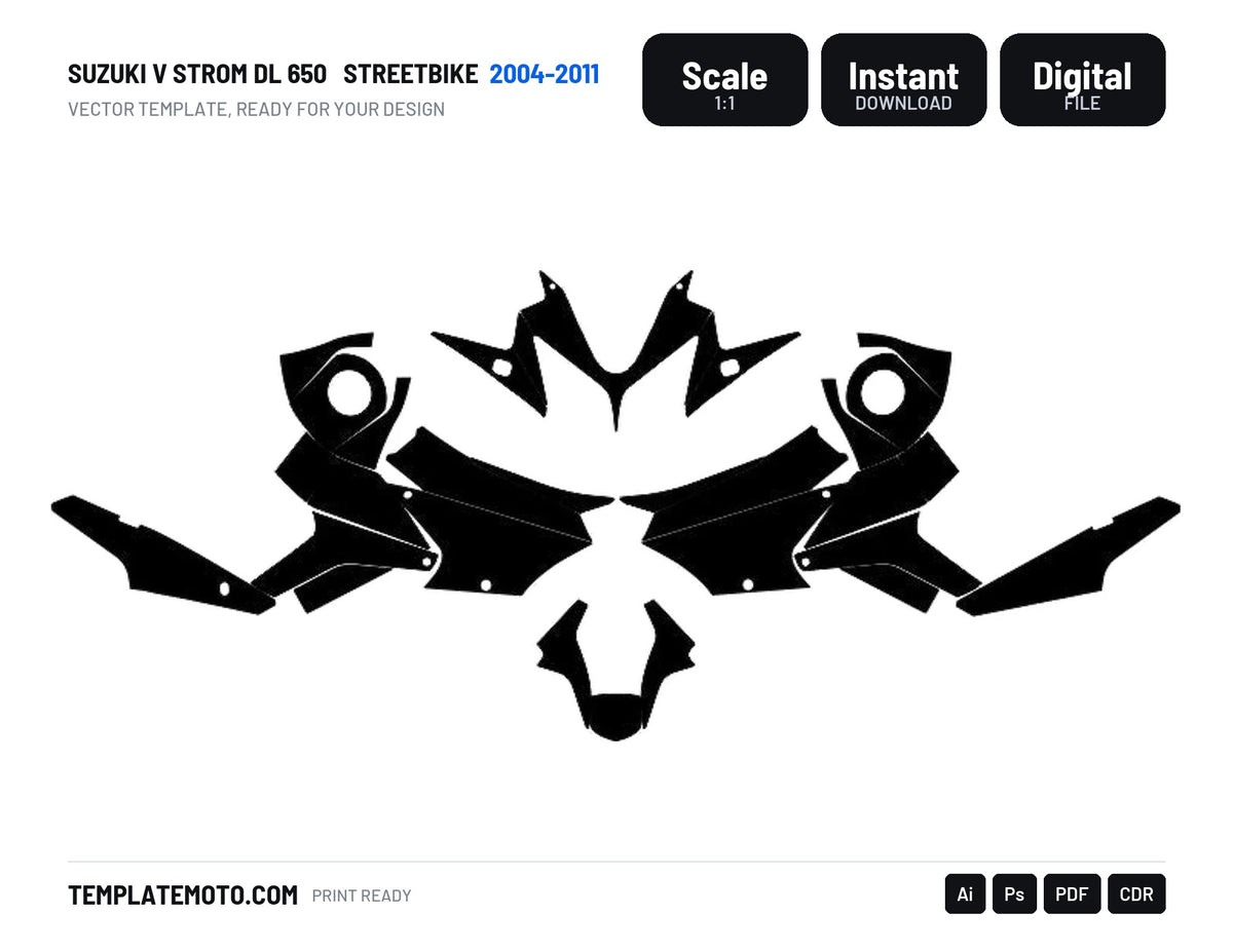 SUZUKI V STROM DL 650 2004-2011 Streetbike Graphics Template Vector