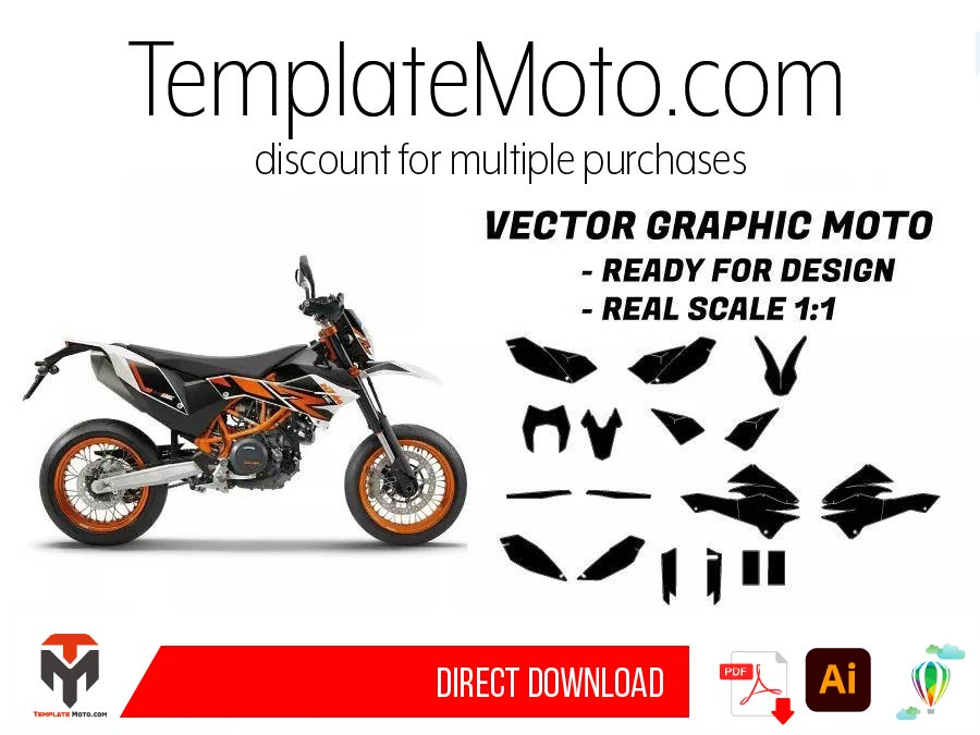 KTM 690 SMC-R 2012 2013 2014 2015 2016 2017 2018 Graphics Template SUPERMOTO & ENDURO