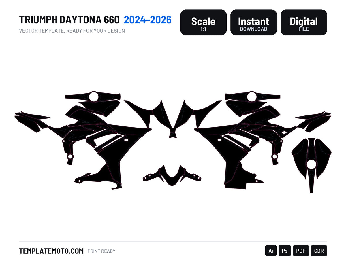 TRIUMPH DAYTONA 660 2024-2026 Template vector graphics