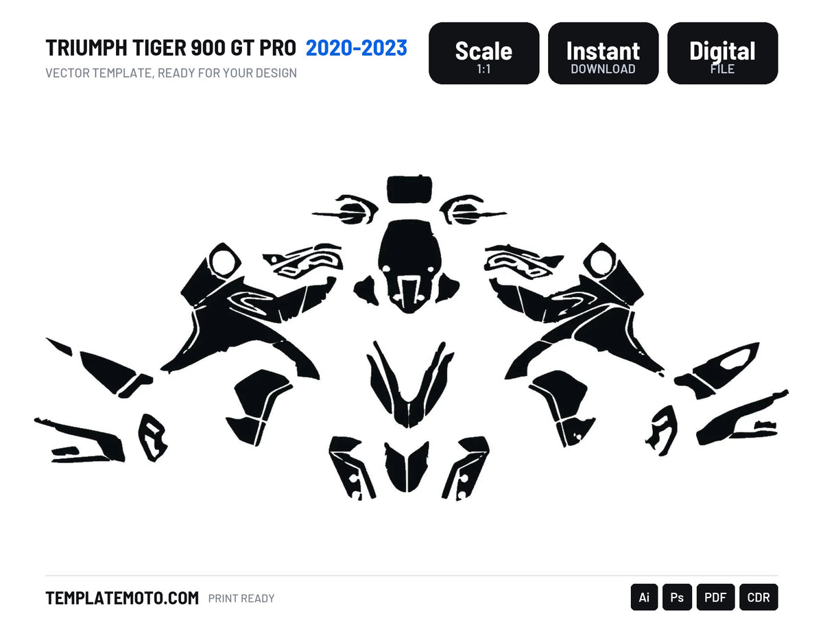 TRIUMPH TIGER 900 GT PRO 2020-2023 Template vector graphics