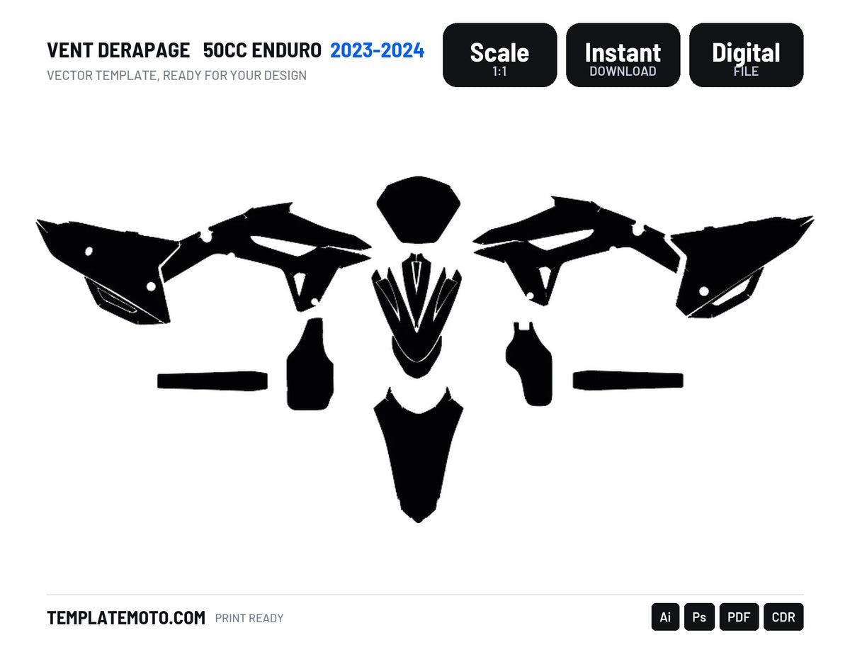 VENT DERAPAGE 2023-2024 50cc Graphics Template Vector Enduro