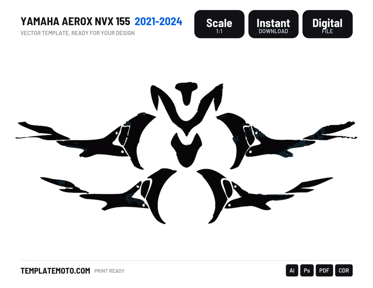 YAMAHA AEROX NVX 155 2021-2024 Template vector graphics