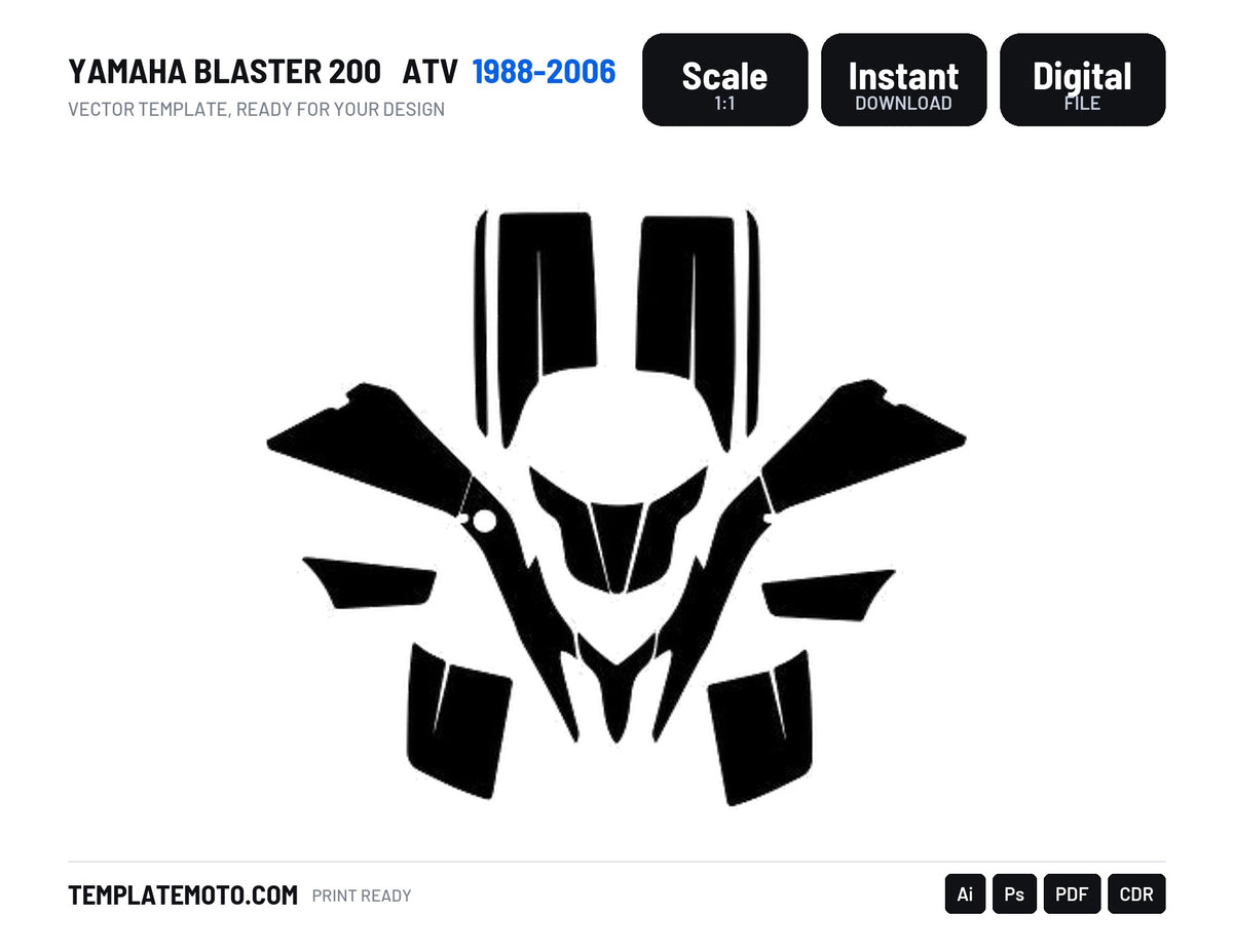 YAMAHA BLASTER 200 1988-2006 ATV Vector Graphics Template