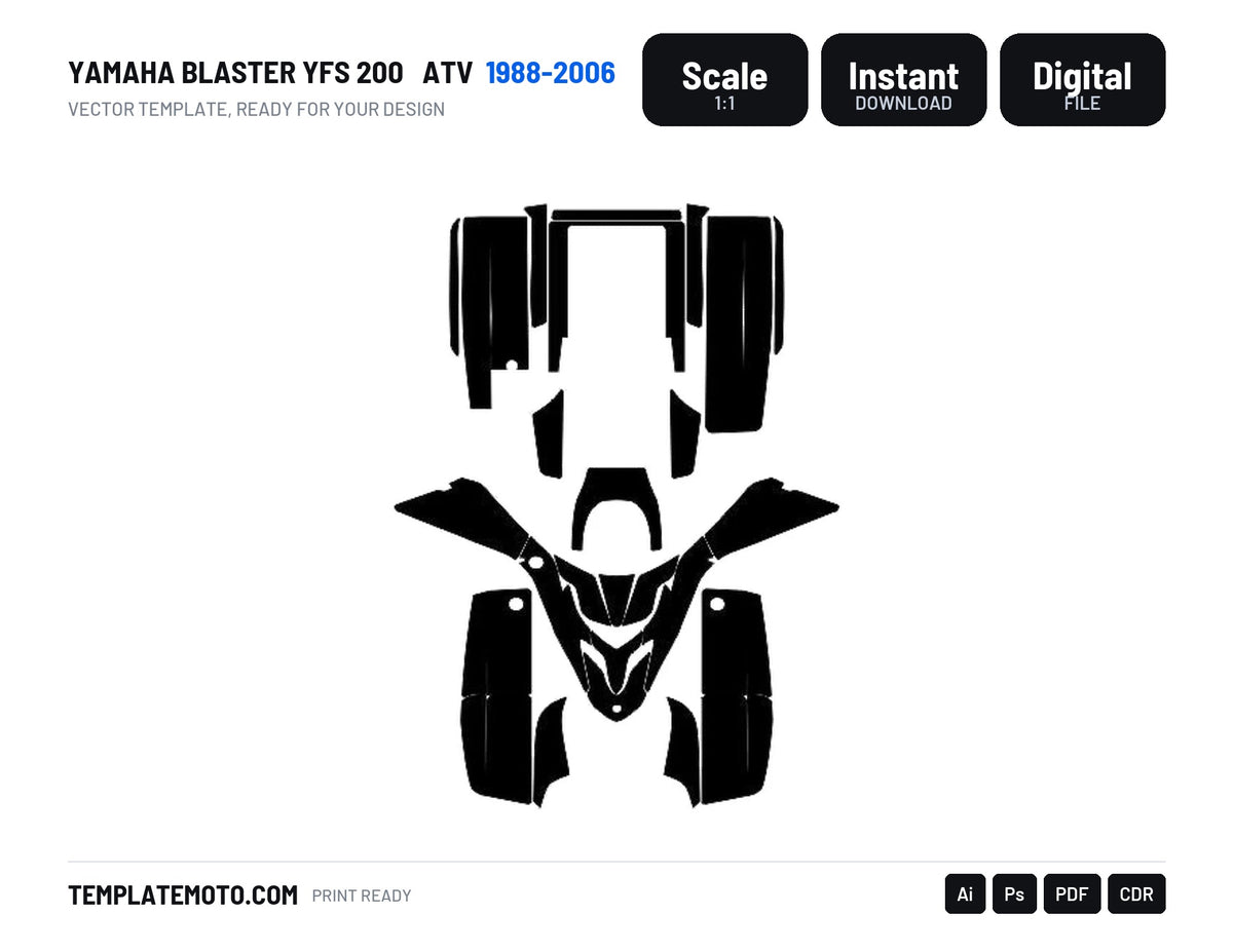 YAMAHA BLASTER YFS 200 1988-2006 ATV Vector Graphics Template