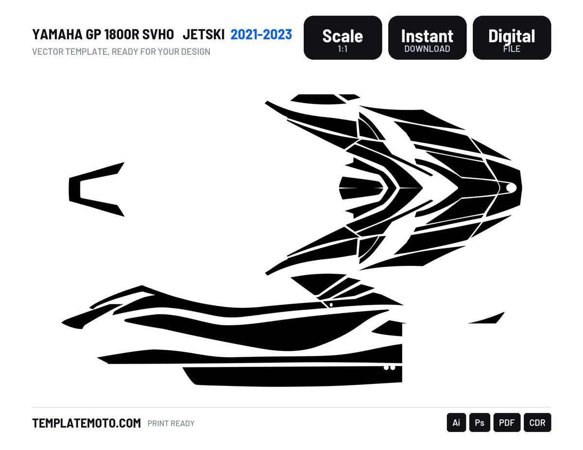 YAMAHA GP 1800R SVHO 2021-2023 Jetski Graphics Template Vector