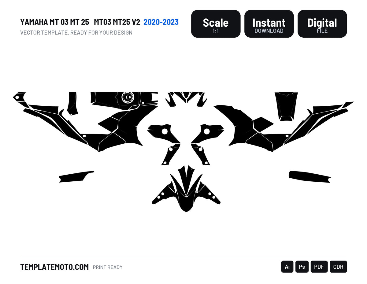 YAMAHA MT 03 MT 25 2020-2023 MT03 MT25 V2 Graphics Template Vector