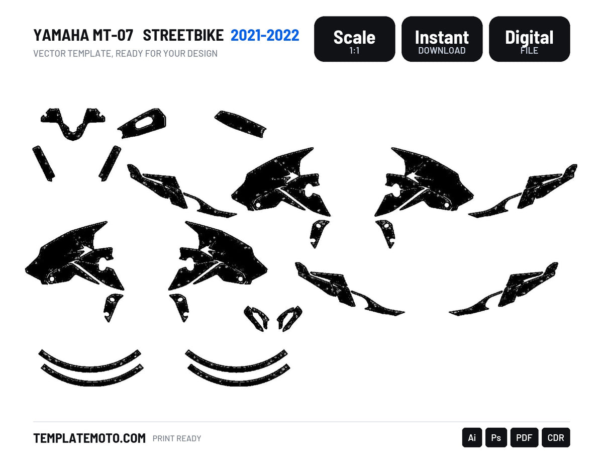 YAMAHA MT-07 (2021-2022) Streetbike Graphics Template Vector