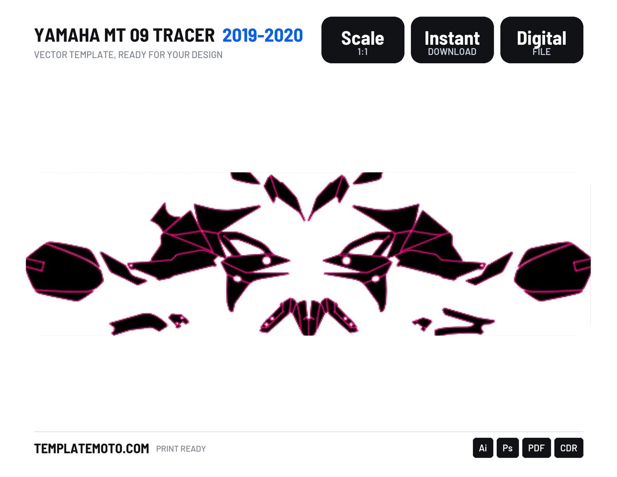 YAMAHA MT 09 TRACER 2019-2020 Graphics Template Vector