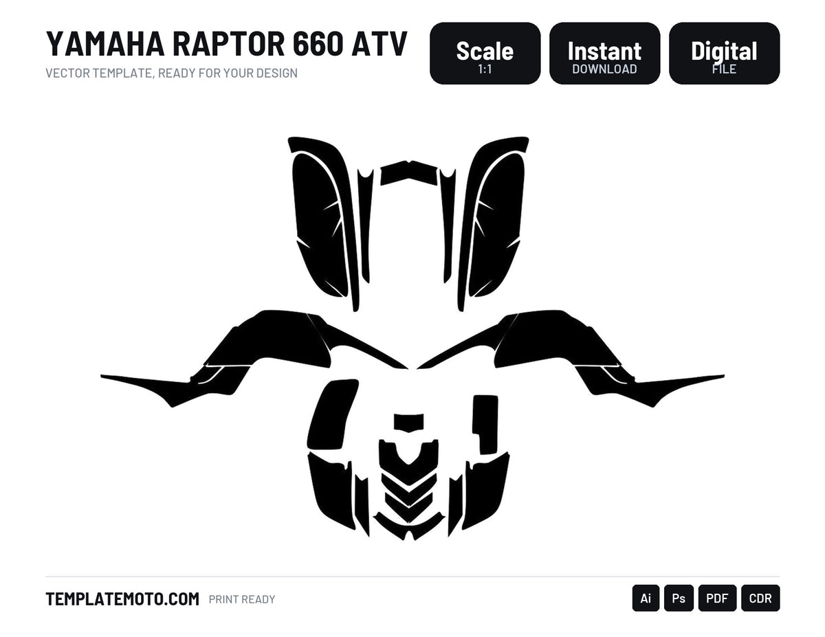YAMAHA RAPTOR 660 ATV Vector Graphics Template