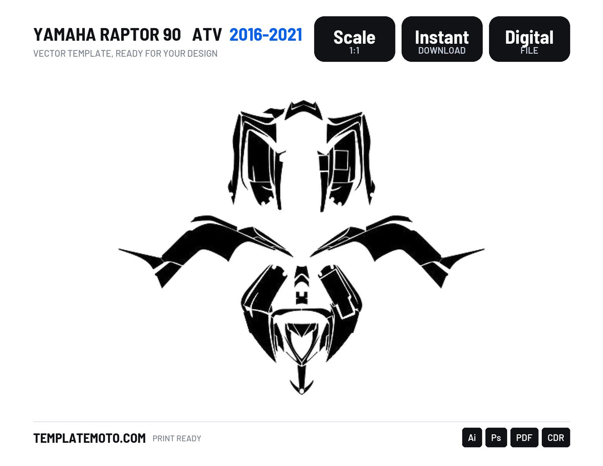 YAMAHA RAPTOR 90 2016-2021 ATV Vector Graphics Template