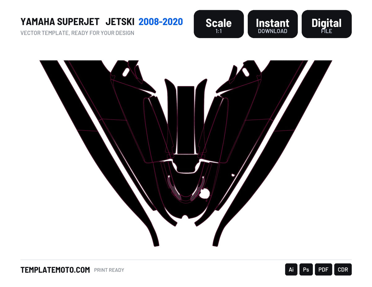 YAMAHA SUPERJET 2008-2020 Jetski Graphics Template Vector