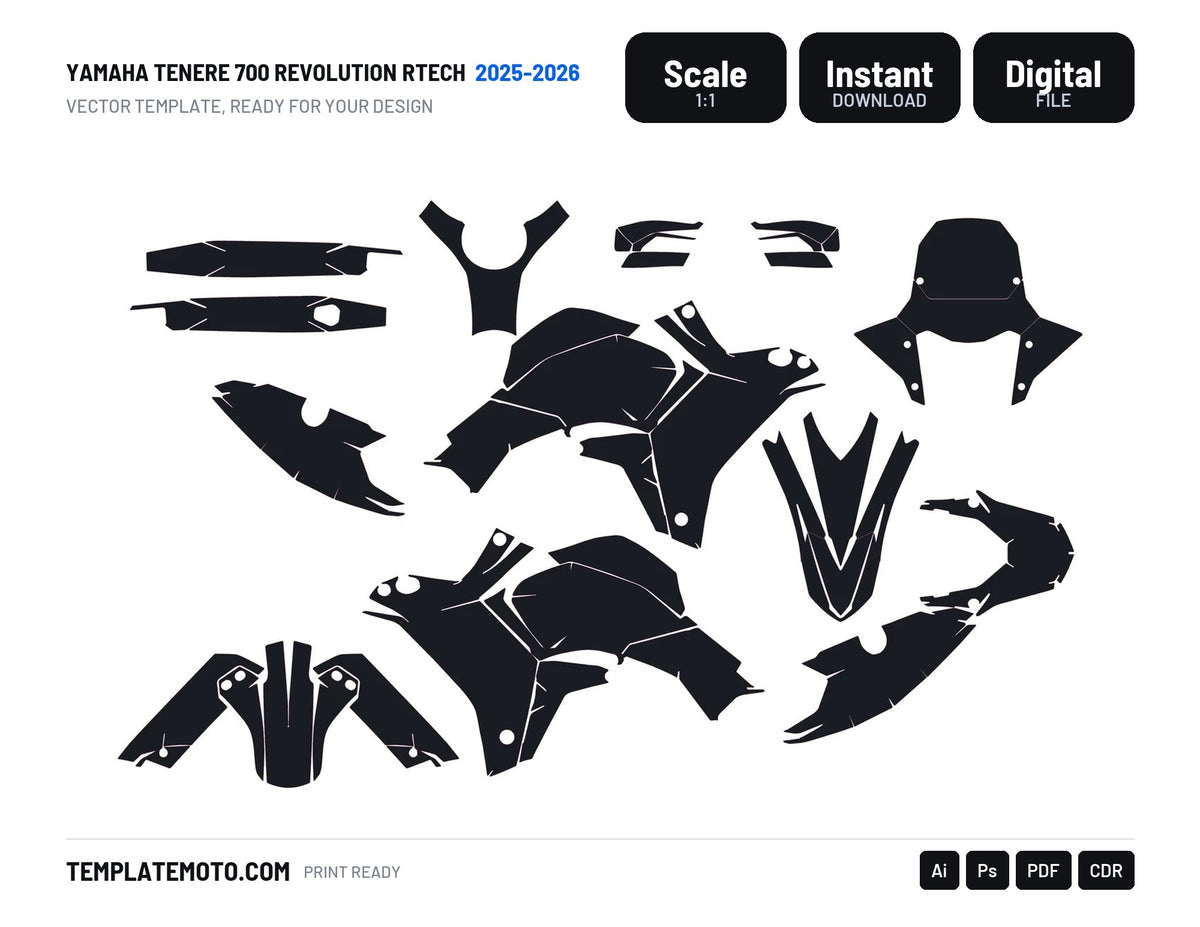 Yamaha TENERE 700 Revolution Rtech 2025-2026 Template vector graphics