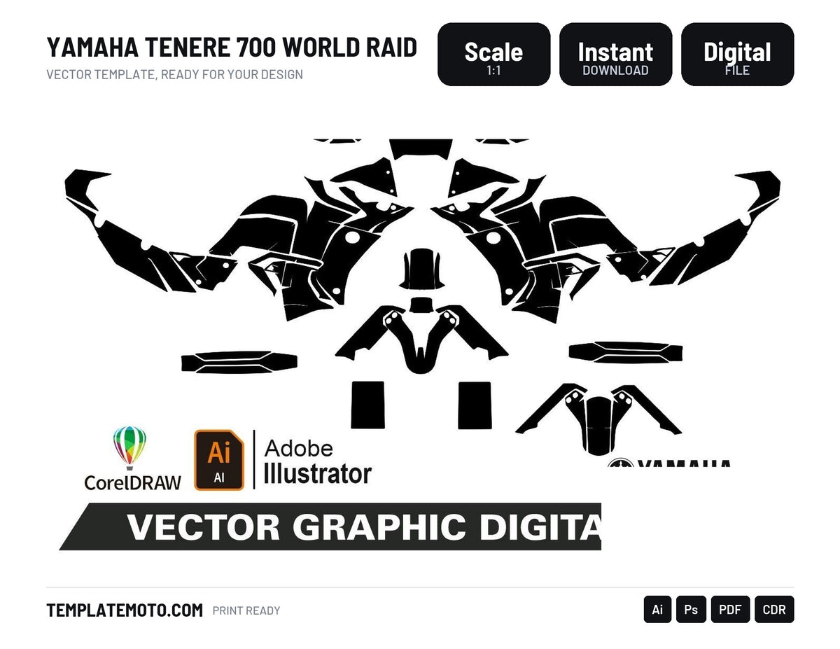 YAMAHA TENERE 700 WORLD RAID Graphics Template Vector