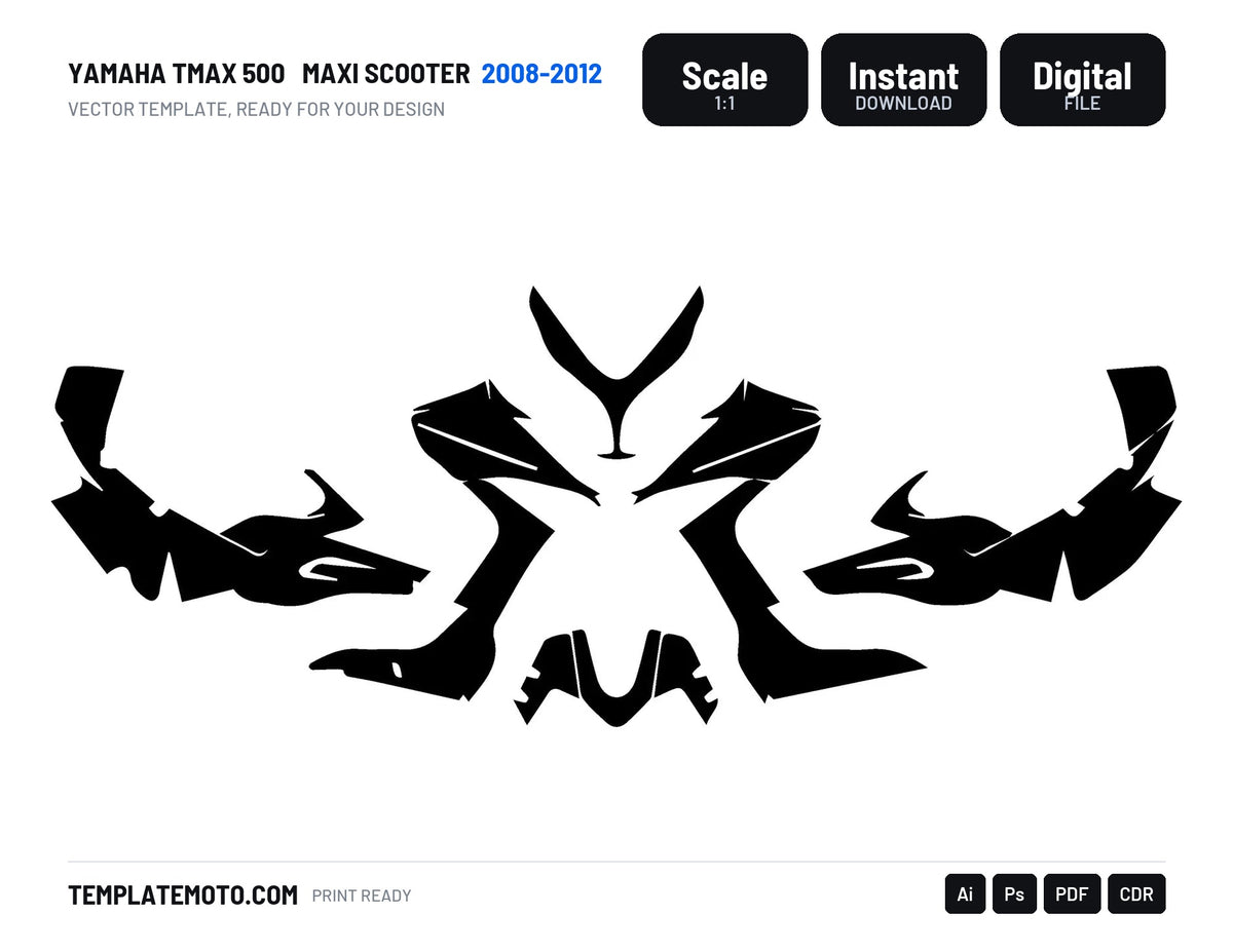 YAMAHA TMAX 500 2008-2012 Maxi Scooter Graphics Template Vector