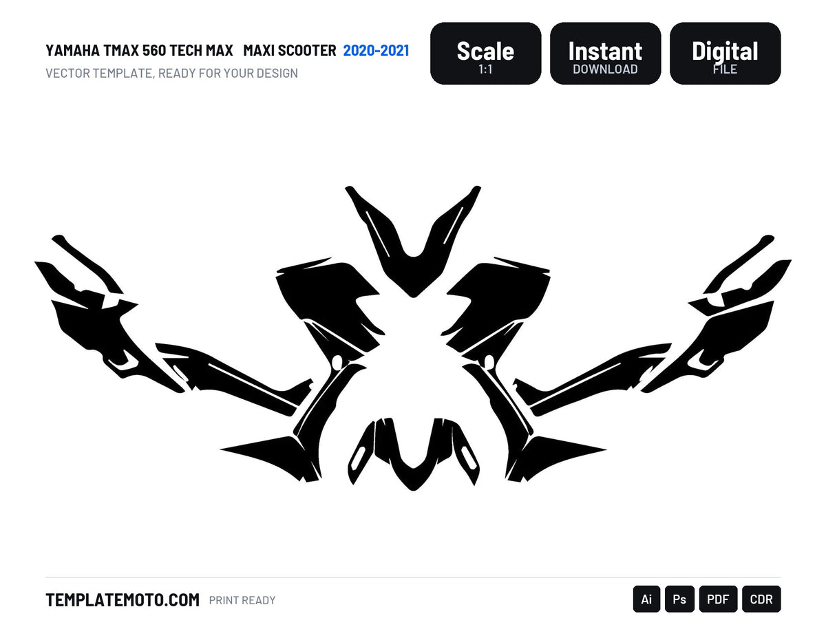 YAMAHA TMAX 560 TECH MAX 2020-2021 Maxi Scooter Graphics Template Vector