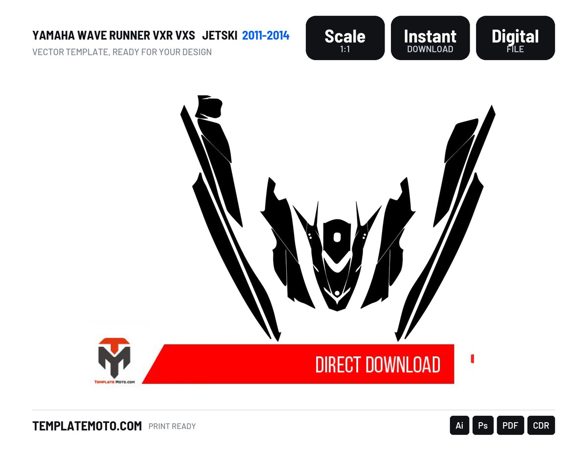 YAMAHA WAVE RUNNER VXR VXS 2011-2014 Jetski Graphics Template Vector