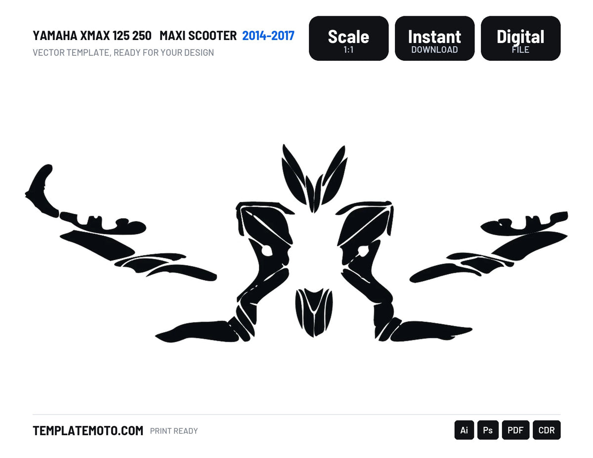 YAMAHA XMAX 125 250 2014-2017 Maxi Scooter Graphics Template Vector