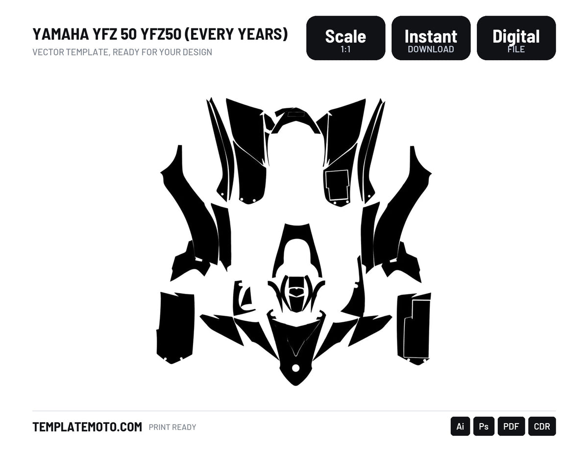 YAMAHA YFZ 50 YFZ50 (every years) Template vector graphics