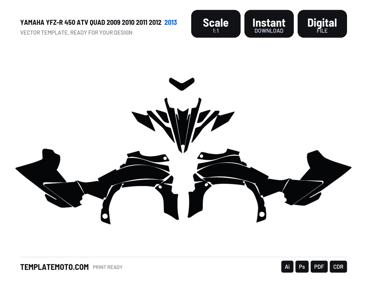 Yamaha YFZ-R 450 ATV Quad 2009 2010 2011 2012 2013 Graphics Template