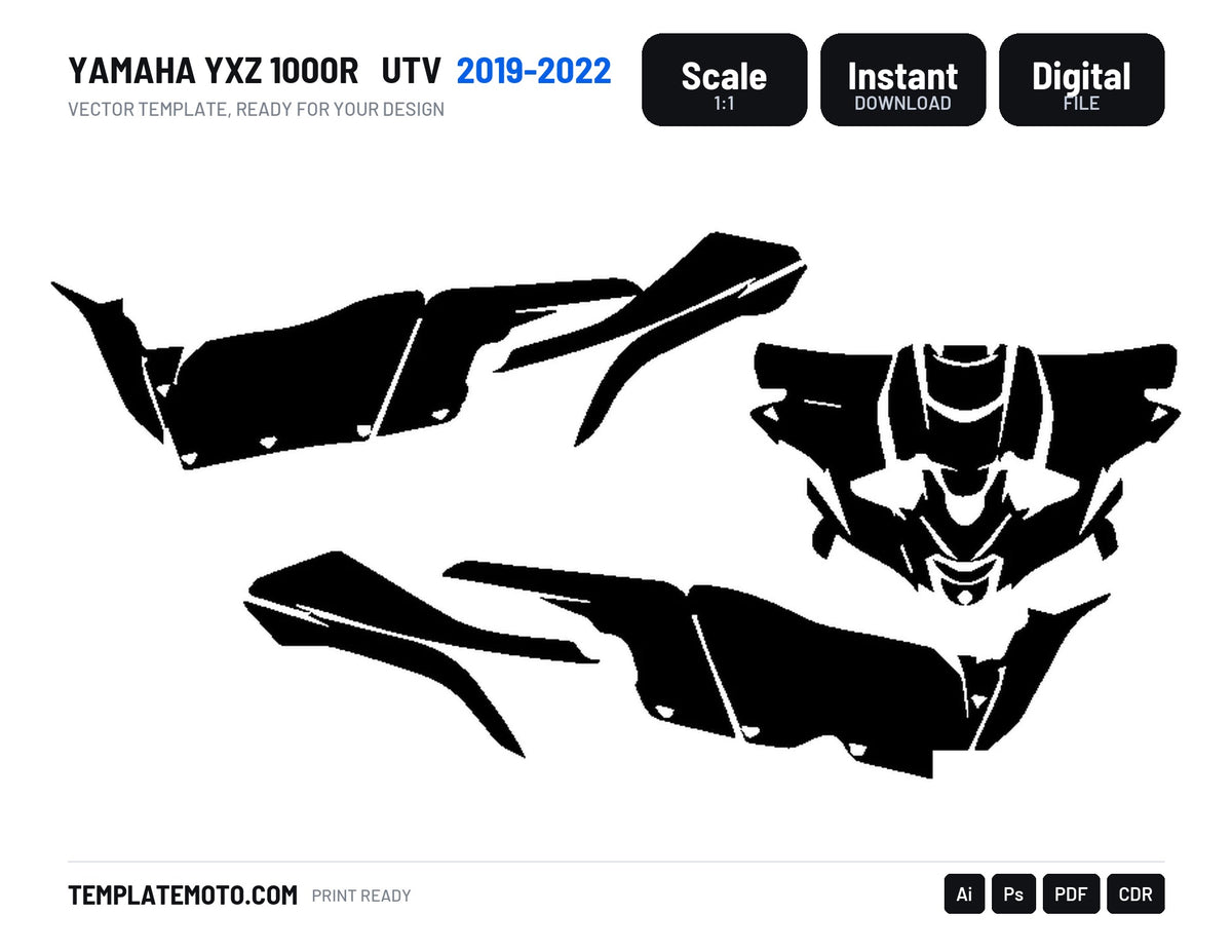 YAMAHA YXZ 1000R 2019-2022 UTV Graphics Template Vector