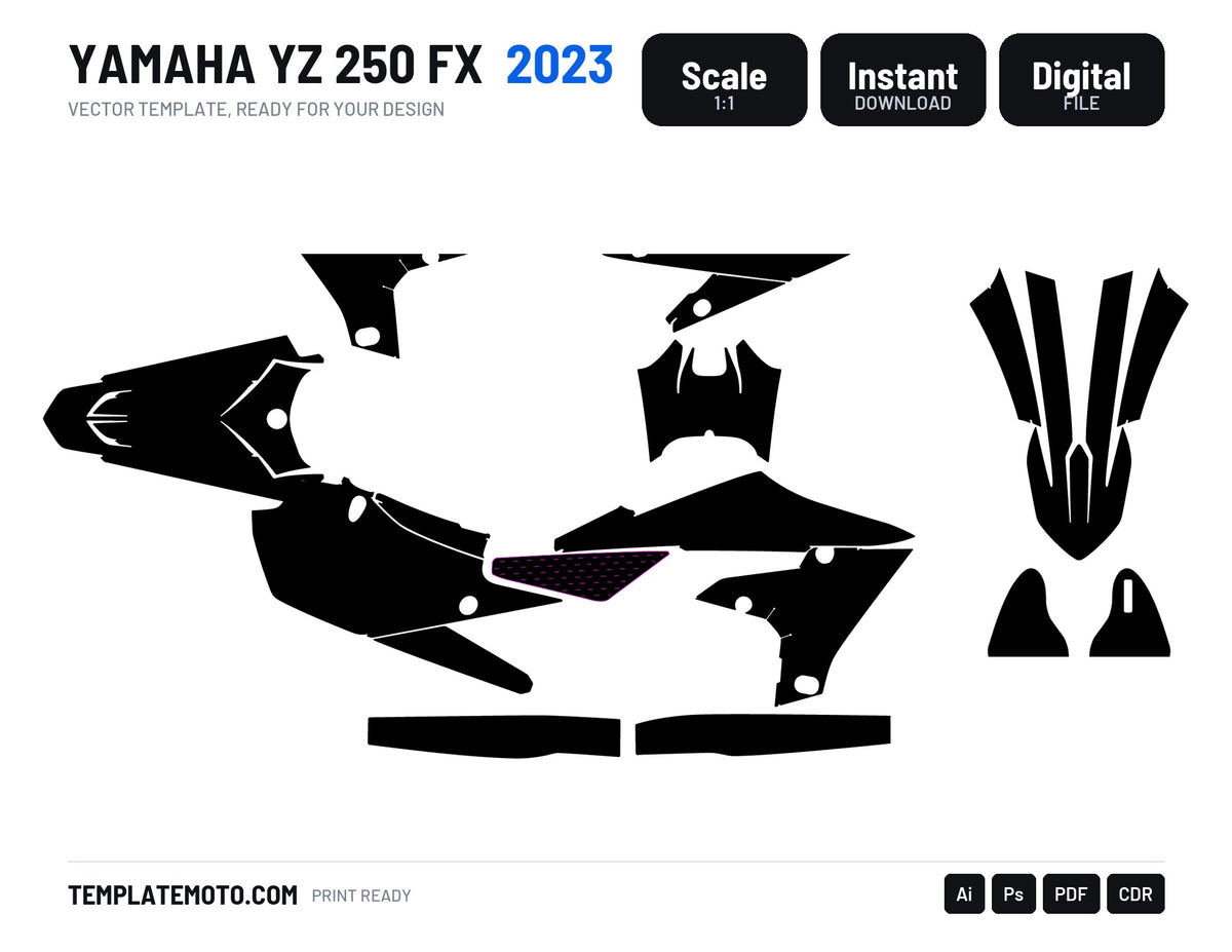 YAMAHA YZ 250 FX 2023 Graphics Template Vector