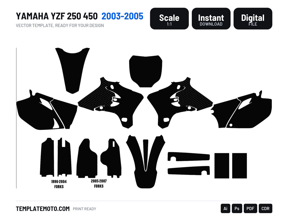 YAMAHA YZF 250 450 2003-2005 template vector