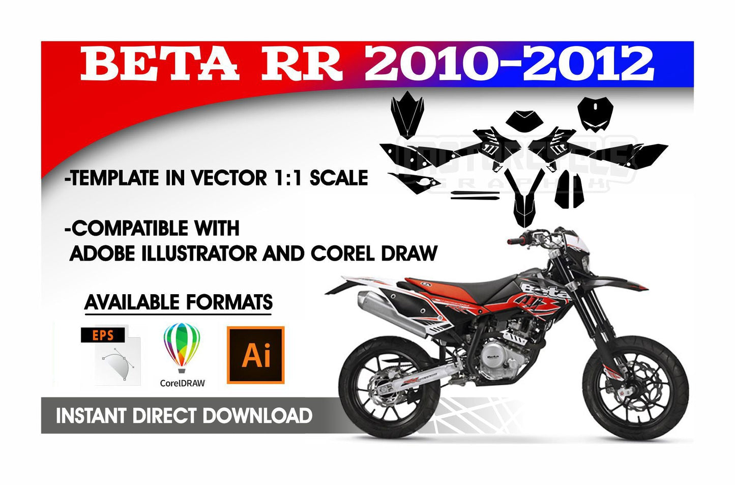 BETA RR 2010-2012 all models ENDURO MX SUPERMOTO Graphics Template Vector