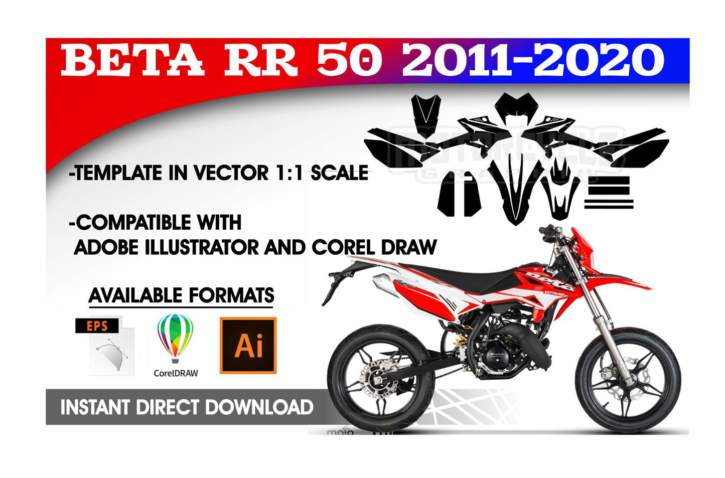 BETA RR 50 2011-2020 50cc Graphics Template Vector