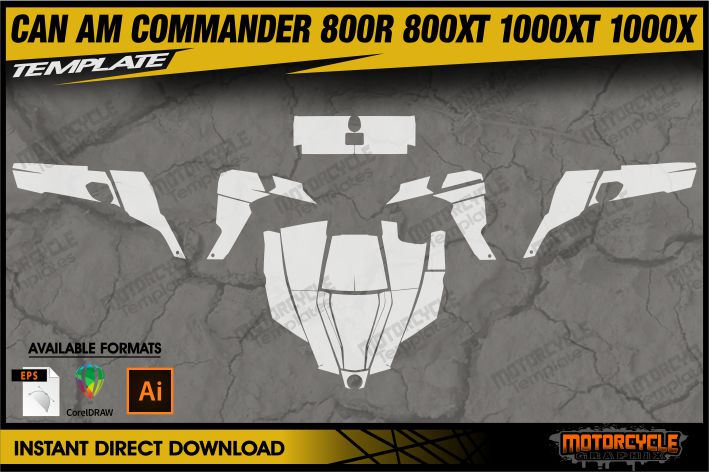 CAN AM COMMANDER 800R 800XT 1000XT 1000X UTV Graphics Template Vector