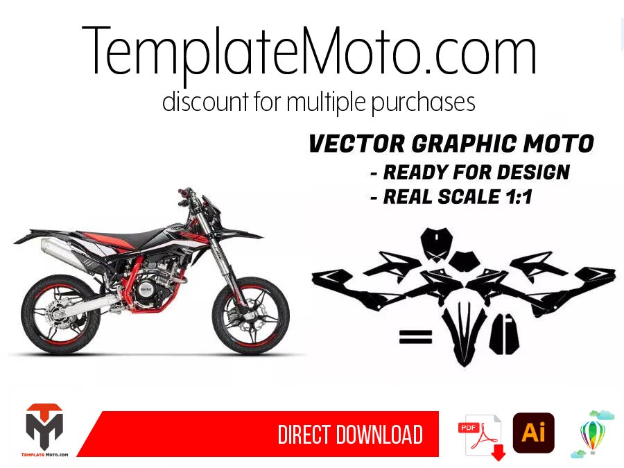 Beta 125 RR LC 4T 2019-2020 ENDURO MX SUPERMOTO Graphics Template Vector