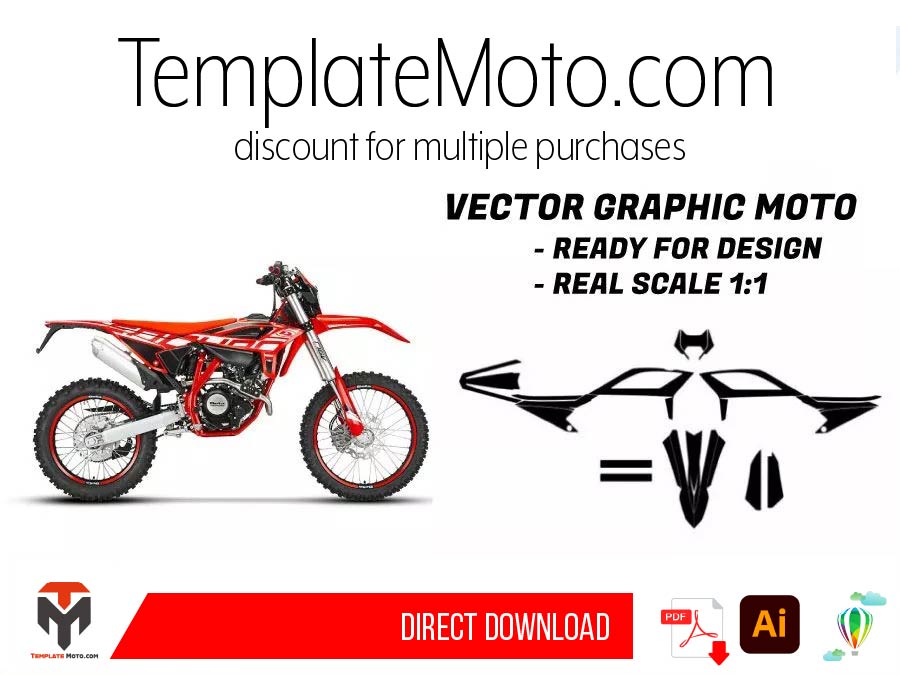 Beta 125 RR LC 4T (2021-2022) ENDURO MX SUPERMOTO Graphics Template Vector