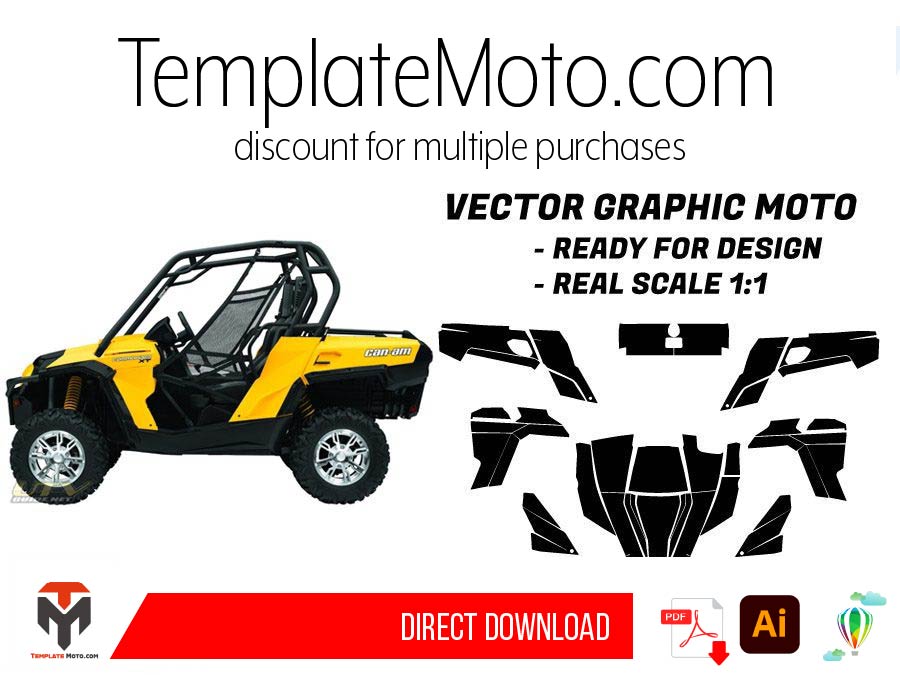 CAN AM COMMANDER (800/1000 R/XT/X) UTV Graphics Template Vector